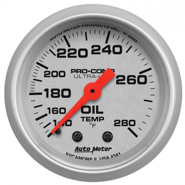 Auto Meter 2IN OIL TEMP, 140-280F, MECH, ULTRA-LITE 4341
